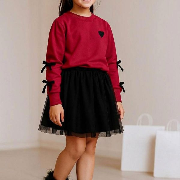 کراپ دامن طرح قلب زرشکی