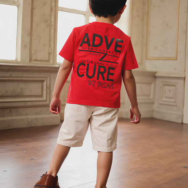 تیشرت پسرانه مدل پشت چاپ AVDE قرمز