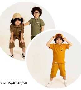 تیشرت شلوارک کتان قطار کلدوزی شده