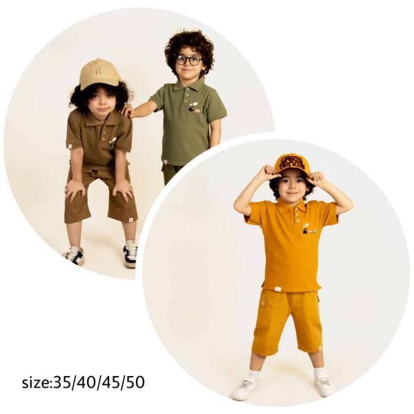 تیشرت شلوارک کتان قطار کلدوزی شده