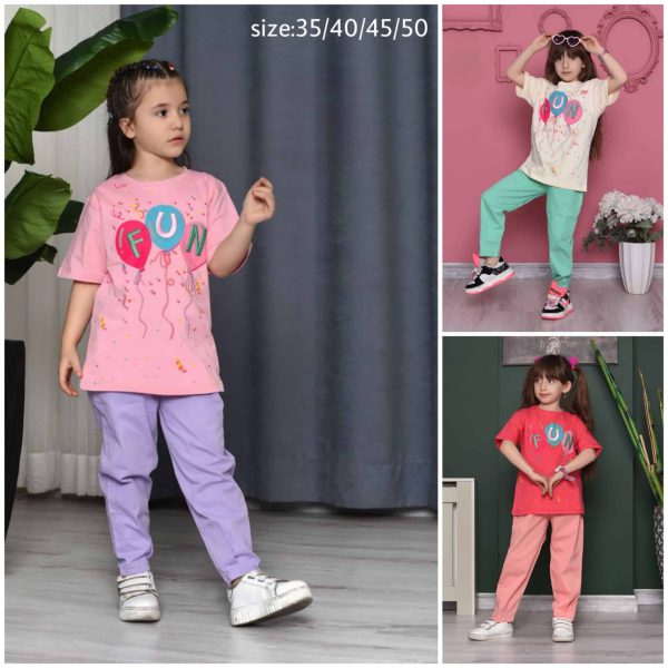 تیشرت شلوار کتان حروف گلدوزی