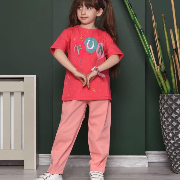 تیشرت شلوار کتان حروف گلدوزی