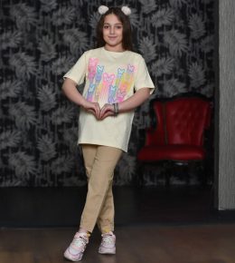 تیشرت شلوار پروانه چاپ پفکی