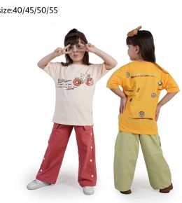 تیشرت شلوار کتان دوچرخه دخترانه