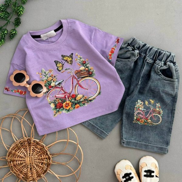 کراپ شلوارک لی طرح دوچرخه دخترانه