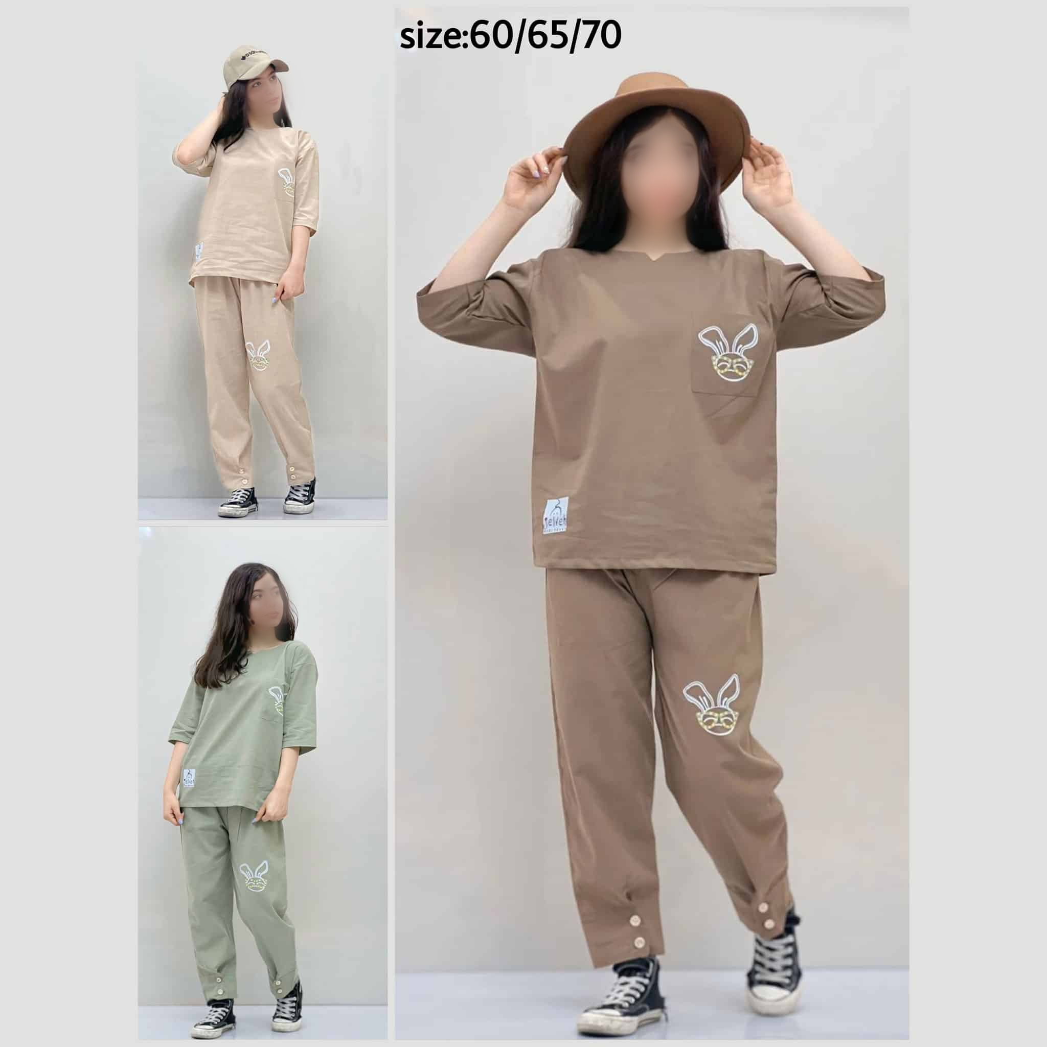 ست بلوز شلوارلنین بدون ابرفت جنس خنک مناسب بهار وتابستان