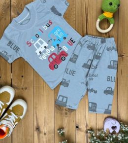 تیشرت شلوارک پسرانه ودخترانه طرح ماشین وگل