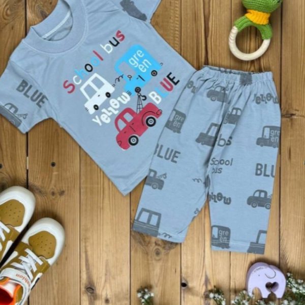 تیشرت شلوارک پسرانه ودخترانه طرح ماشین وگل