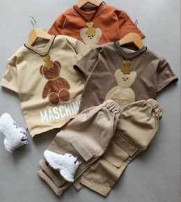 تیشرت شلوارک خرسی همراه گردنبند