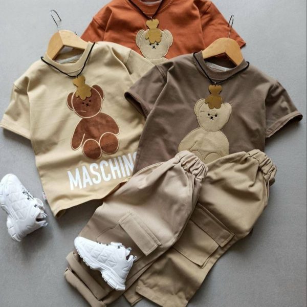 تیشرت شلوارک خرسی همراه گردنبند