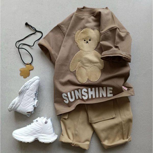 تیشرت شلوارک خرسی همراه گردنبند