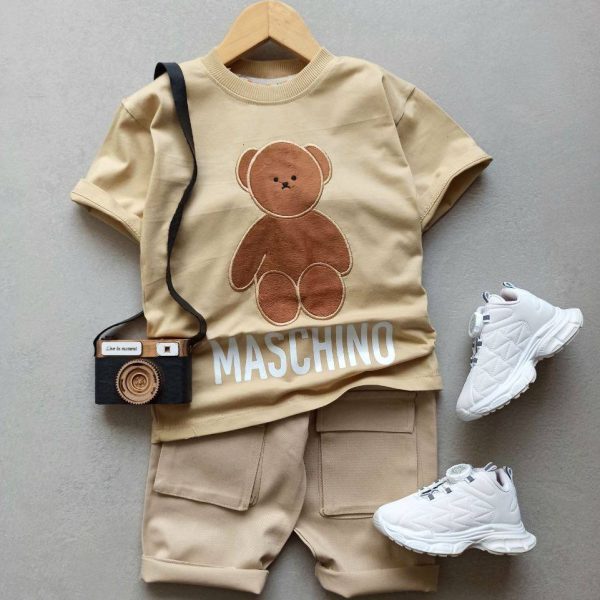 تیشرت شلوارک خرسی همراه گردنبند