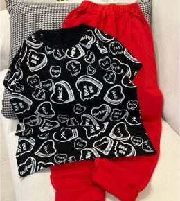 تیشرت شلوار قلب دخترانه