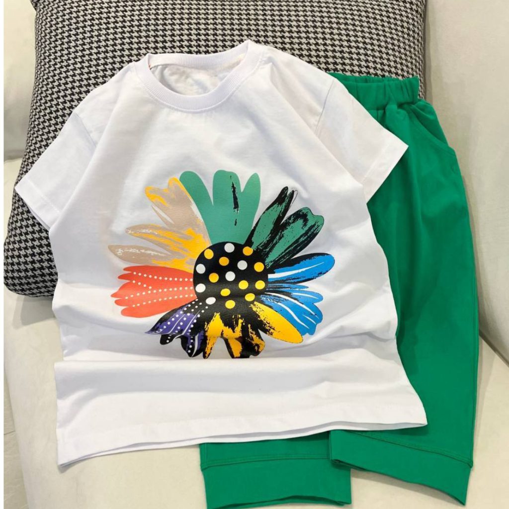 تیشرت شلوارک دخترانه گل