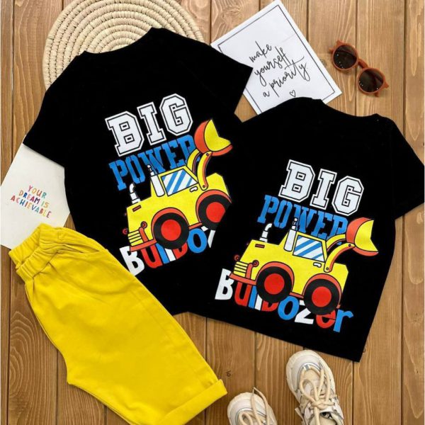 تیشرت شلوارک بلدوزر پسرانه