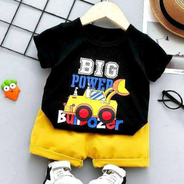 تیشرت شلوارک بلدوزر پسرانه