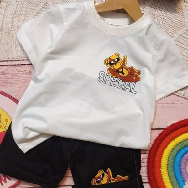 تیشرت شلوارک کتان پسرانه خرسی