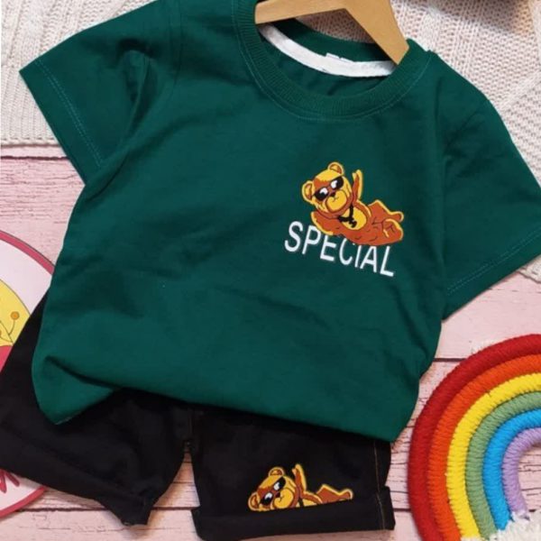 تیشرت شلوارک کتان پسرانه خرسی