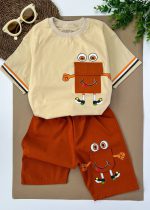 تیشرت شلوارک لش باب اسفنجی کرمی