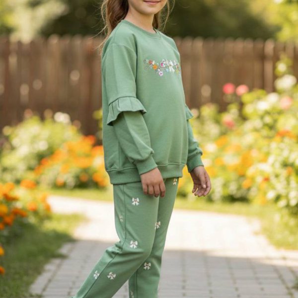 بلوز شلوار کتان پاپیون دخترانه