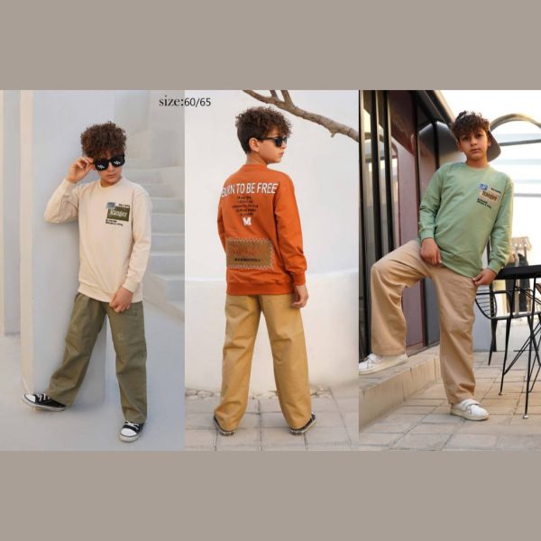 بلوز شلوار کتان تیکه دوزی وگلدوزی پشت وجلو بلوز پسرانه