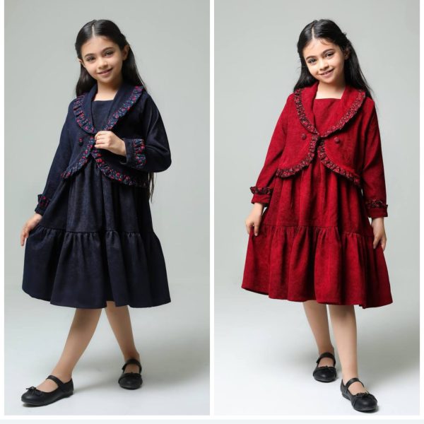 کت سارافون مخمل کبریتی دخترانه