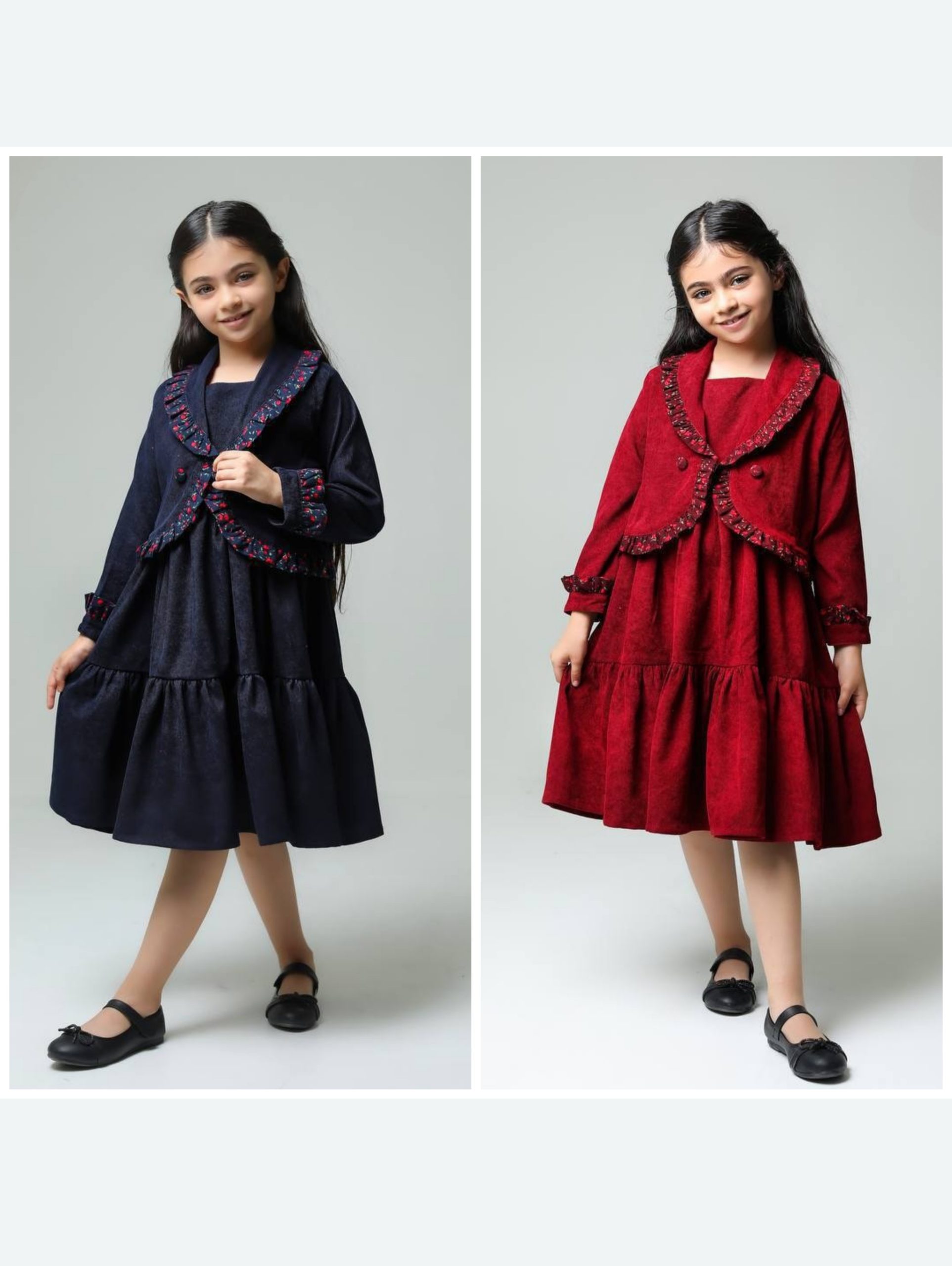 کت سارافون مخمل کبریتی دخترانه