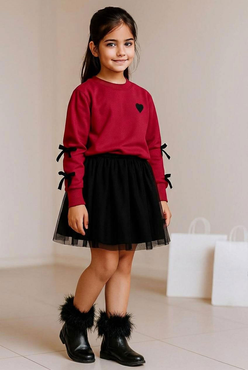 کراپ دامن طرح قلب زرشکی