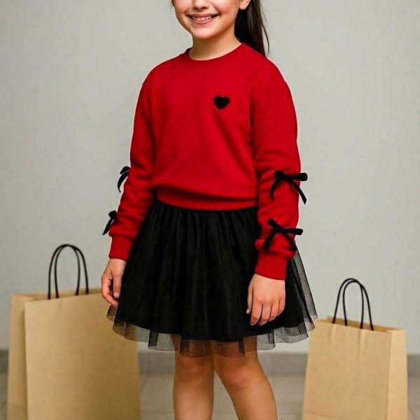 کراپ دامن طرح قلب قرمز