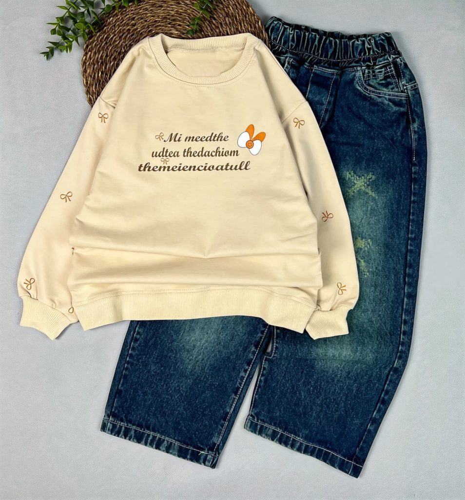 لباس دخترانه 6 تا 7 سال؛ شادابی و استایل کودکانه با مدلهای جذاب شیکُ مارک 92 بلوز شلوار جین بگ کثیف شور سایز 50 تا 65